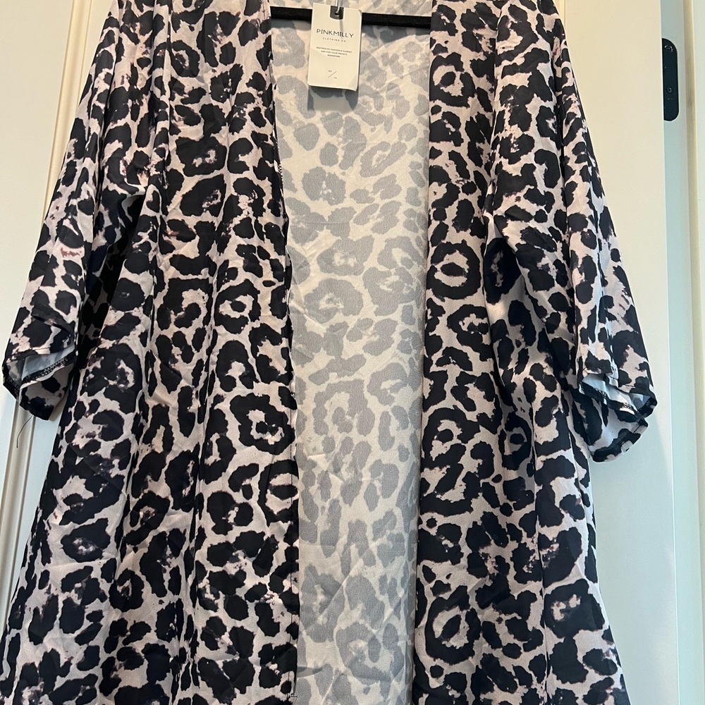 NWT Pink Milly Cheetah print open front coverup/ cardigan.